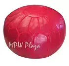 MPW Plaza Pouf, Ruby Red, Moroccan Leather Ottoman (Un-Stuffed)