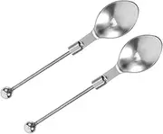 LOPUNER 2pcs Set Beadable Stainless Steel Spoon Set for Mixing DIY Crafting and Daily Tableware Elegant Design for Tea and Ice Beverages