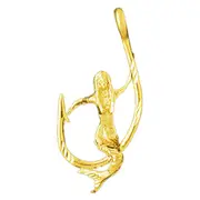 14K Gold Mermaid Sitting On Fish Hook Pendant