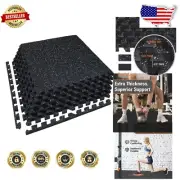 Heavy-Duty 24 Sq Ft Interlocking Exercise Mats – 0.79in Thick, Black & White