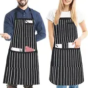 2 Pack Stripe Kitchen Apron, Adjustable Bib Soft Apron with 3 Pockets, Chef Aprons for Men Women, Cooking Aprons for BBQ Painting Gardening Baking Restaurant