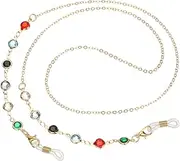 [uxcell] Eye Glasses Holders Around Neck, Gold Crystal Beads Eyeglasses Strap Fashion Stylish Beaded Lanyard Glasses Chain for Women Sunglasses Old Lady Glass, 1 Pcs