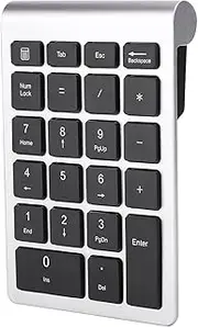 Wireless Number Pads, 22 Keys Portable Ergonomic Numeric Keypad Numpad Financial Accounting Number Keyboard with USB Receiver for Laptop Computer (Silver Black)