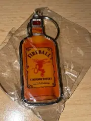 FIREBALL WHISKEY Keychain / Bottle Opener - NEW - Orange / Chrome - 2.5" long