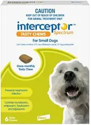 Interceptor Spectrum Tasty Chews for Small Dogs 4 to 11Kg Green 6 Chews