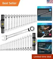 TOOLGUARDS 33-Piece Ratcheting Wrench Set - Metric & SAE with