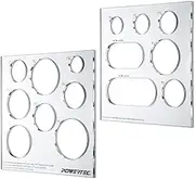 POWERTEC 71622 12 x 10 inch Clear Acrylic Decorative Templates, Circle/Grommet/Round Inlay Stencil Templates for Woodworking, Set of 2