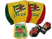 Dominica Boxing Glove, Mini Banner Flag Mirror, Bandana Car Headrest Cover