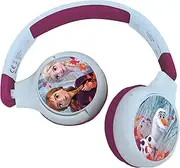 Lexibook Disney Frozen 2-in-1 Bluetooth Headphones for Kids, Stereo Wireless Wired, Child Safe for Boys Girls, Foldable, Adjustable, Blue/Purple, HPBT010FZ, Frozen