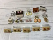 Vintage Lot of 15 Post & Dangle Pierced Earings 80s New On Card Bag # 3