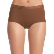 No Boundaries Women's Micro Rib Cut Brief Panties Size MEDIUM Brown Latte