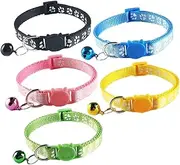 Abaodam 5PCS Adjustable Pet Bell Collar for Cats and Kittens Stylish Neck Jewelry Yellow Sky Blue Light Green Durable and Comfortable Fashion Collars for Cute Pets