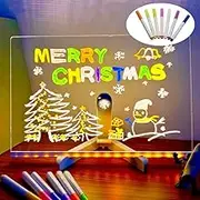 LED Light up Board, Led Acrylic Message Board, LED Note Board with Colors, Led Drawing Board for Kids, Led Light Up Acrylic Message Board, Acrylic Led Message Board, with 7 Colors Pen (11.81*7.87 in)