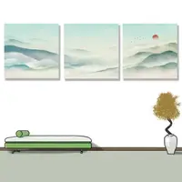 在飛比找momo購物網優惠-【24mama 掛畫】三聯式 油畫布 古典 風景 仙境 溫和