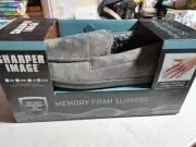 Men's Memory Foam Slippers by Sharper Image Size XL Gray New In Box.