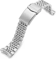 [MiLTAT] 22 mm Goma BOR watch strap compatible with Seiko 5 Sports models, 2-tone brushed and polished, silver, L, Classic