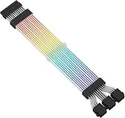 CiT Pro 200mm 3 x 8-Pin ARGB GPU Extension Cable with 16.8 Million Colours, Compatible with ASUS AURA, MSI Mystic Light, Gigabyte Fusion 2.0 & ASRock, White & Black