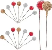 Alipis Artificial Christmas Berry Picks 30pcs Glitter Berry Stems Holiday Decorative Branches for Tree and Home