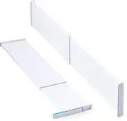 YouCopia ReStickable Drawer Dividers Adjustable Kitchen Organizers for Utensil and Tool Storage, Expands 13" to 24", Deep Height, 2-Pack, Speckled White