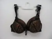Adore Me Women's Lace Trim Back Closure Underwire Bra 09438 Black Beige 34D