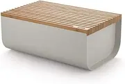 Alessi Mattina BG03 WG - Design Bread Bin, Steel Colored with Epoxy Resin, Bamboo Wood, Warm Gray