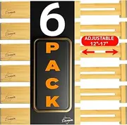 Bamboo Drawer Dividers Organizers 6-pack (12"-17") Adjustable Spring Loaded Drawer Divider Expandable Drawer Organizer Utensil Separators for Kitchen, Bedroom, Dresser, Office, Baby Drawers, Closet