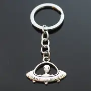 Alien Spaceship Pendants Steel Silver Chrome Keychain - I want to believe