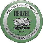 Reuzel Green Grease Oil Based Pomade, Medium Hold Medium Shine Oil Pomade For Men For A Flexible Hold 3.38oz/95g