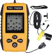 Brilluxa Fish Finder, LCD LED Back Lighting Display, Visual Echo Sounder with Alarm, Transducer for Fishing, Outdoor Water Activity