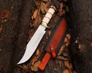 Handmade D2 Stag Hunting Knife with Leather Sheath For Camping & Outdoor 16"