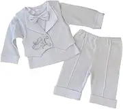 Three Snails Baptism Outfits for Boys - White Baby Tuxedo - Organic Cotton Baby Clothes - Sizes 0-3 3-6 6-9 9-12 monthes, White, 3-6 month