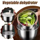 Stainless Steel Salad Spinner 4.75 Qt. 1-Handed Easy Press Large Vegetable D7K9