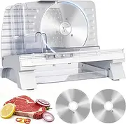 YOPOWER Electric Meat Slicer, 6.7" Meat Slicers Precision Food Cutting Machine w/ 2 Removable Stainless Steel Blades, Easy-Wash Fruit Cheese Meat Cutter | Adjustable Thickness | 200W