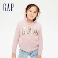 在飛比找蝦皮商城優惠-Gap 女童裝 Logo仿羊羔絨連帽外套-粉色(702481