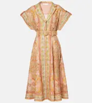 [Zimmermann] Zimmermann Acacia belted linen shirt dress AU 6 pink