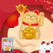 Feng Shui Lucky Cat with Waving Arm for Solar Powered Wealth Attraction