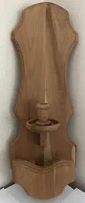 Handmade Unstained Wooden Wall Sconce Candle Holder MCM Farmhouse Rustic