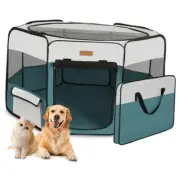 Dog Playpen, Portable Pet Play Pen for Cat, Puppies, Rabbits, Medium Blue