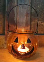 Jack O Lantern Pumpkins Candle Holder Tealight holder Primitive Halloween Decor