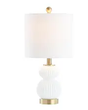 JONATHAN Y Daphne 20in Ribbed Metal Glass LED Table Lamp