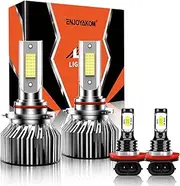 ENJOYAKOM Compatible for Ford Explorer 2011 2012 2013 2014 2015, 9005 High Low Beam H8 Fog Lights Bulbs Combo 6500K White Plug-and-Play, Pack of 4
