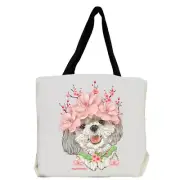 Shih Tzu Dog with Flowers Tote Bag