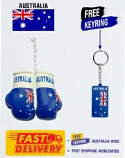 AUSTRALIAN FLAG , AUSTRALIA , MINI BOXING GLOVES, BUY 1 PAIR GET 1 FREE KEYRING