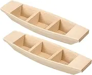 2Pcs Unfinished Wooden Boat Model Natural Desktop Boat Ornament for Home Decor Rustic Style Wood Craft for Model Collectors