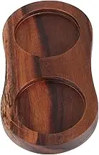 KICHOUSE Sturdy Wood Mill Rest Countertop Grinder Base Salt Pepper Display 2 Slot Tray for Kitchens