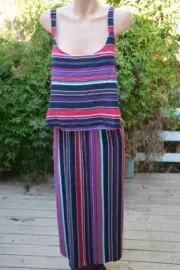 AUTOGRAPH Striped MAXI DRESS Layered Bodice Overlay Size 26. NEW RRP-$79.99 NEW.