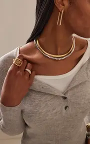 [Sidney Garber] Wide Paperclip 18K Yellow Gold Earrings