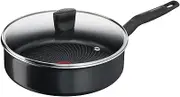 Tefal Start'Easy C26732 Sauté Pan with Cover 24 cm Aluminium Titanium Non-Stick Coating Thermo-Signal Technology Thermo-Fusion Base for All Hobs Includes Induction Black