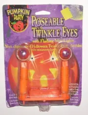 Vintage 1999 Halloween Pumpkin Party Poseable Twinkle Eyes Mini Flashing New