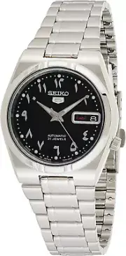 Seiko 5 Automatic Black Dial Stainless Steel Men'S Watch SNK063J5